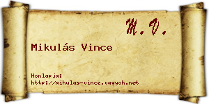 Mikulás Vince névjegykártya